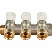 Коллектор STOUT c вентилями 3/4" 3 выхода 3/4" ЕК 